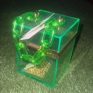 Transparent Green Mini Bag with Chain